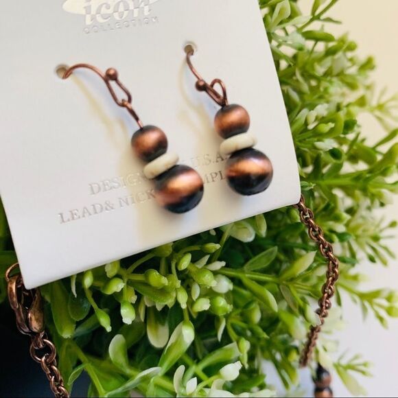 Cork Coppertone Howlite Hoese Navajo Statement Set - Picture 4 of 7